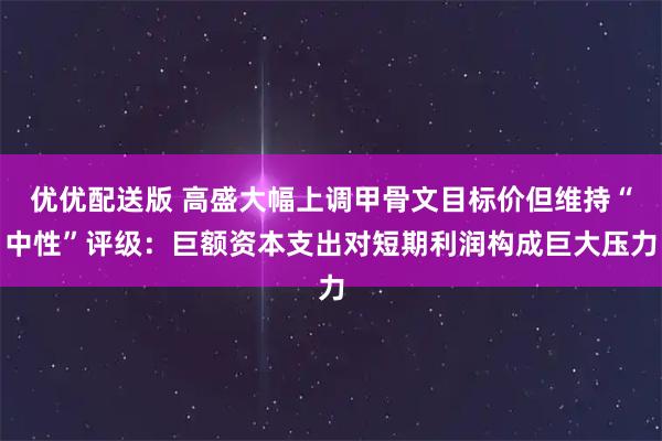 优优配送版 高盛大幅上调甲骨文目标价但维持“中性”评级：巨额资本支出对短期利润构成巨大压力