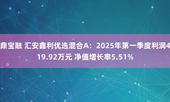 鼎宝融 汇安鑫利优选混合A：2025年第一季度利润419.92万元 净值增长率5.51%