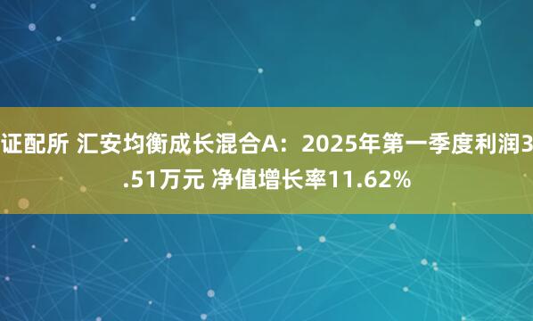 证配所 汇安均衡成长混合A：2025年第一季度利润3.51万元 净值增长率11.62%